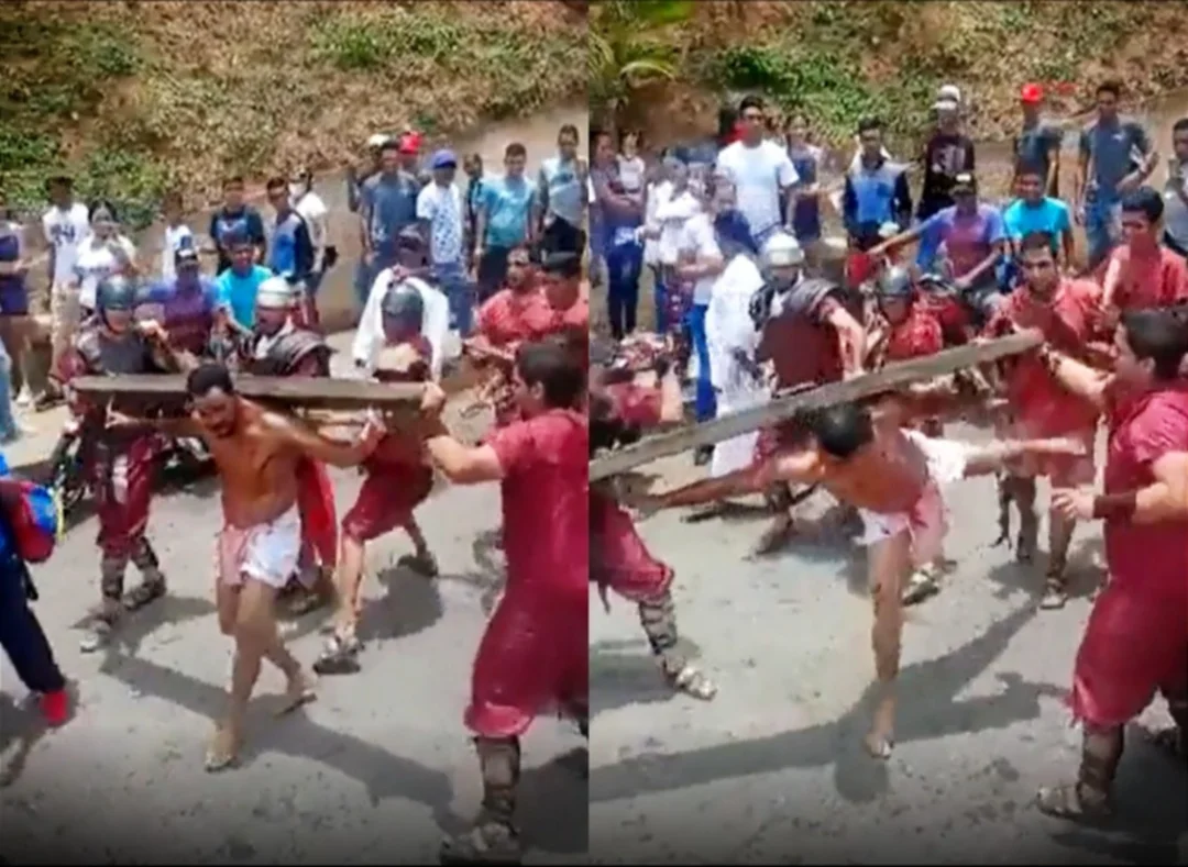 VIDEO] Hombre que representaba a Jesús durante viacrucis se defendió a  patadas de azotes de sus compañeros - Red Uno de Bolivia